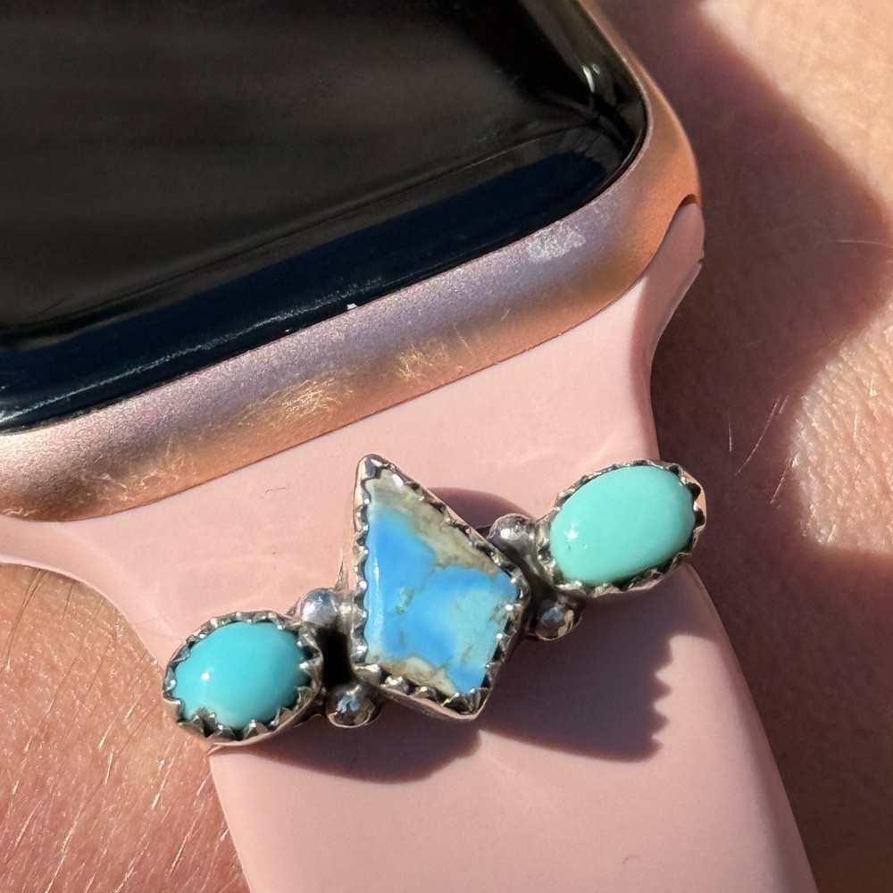 Golden Hills Turquoise Apple Smart Watch Charm Sterling Stone Accent